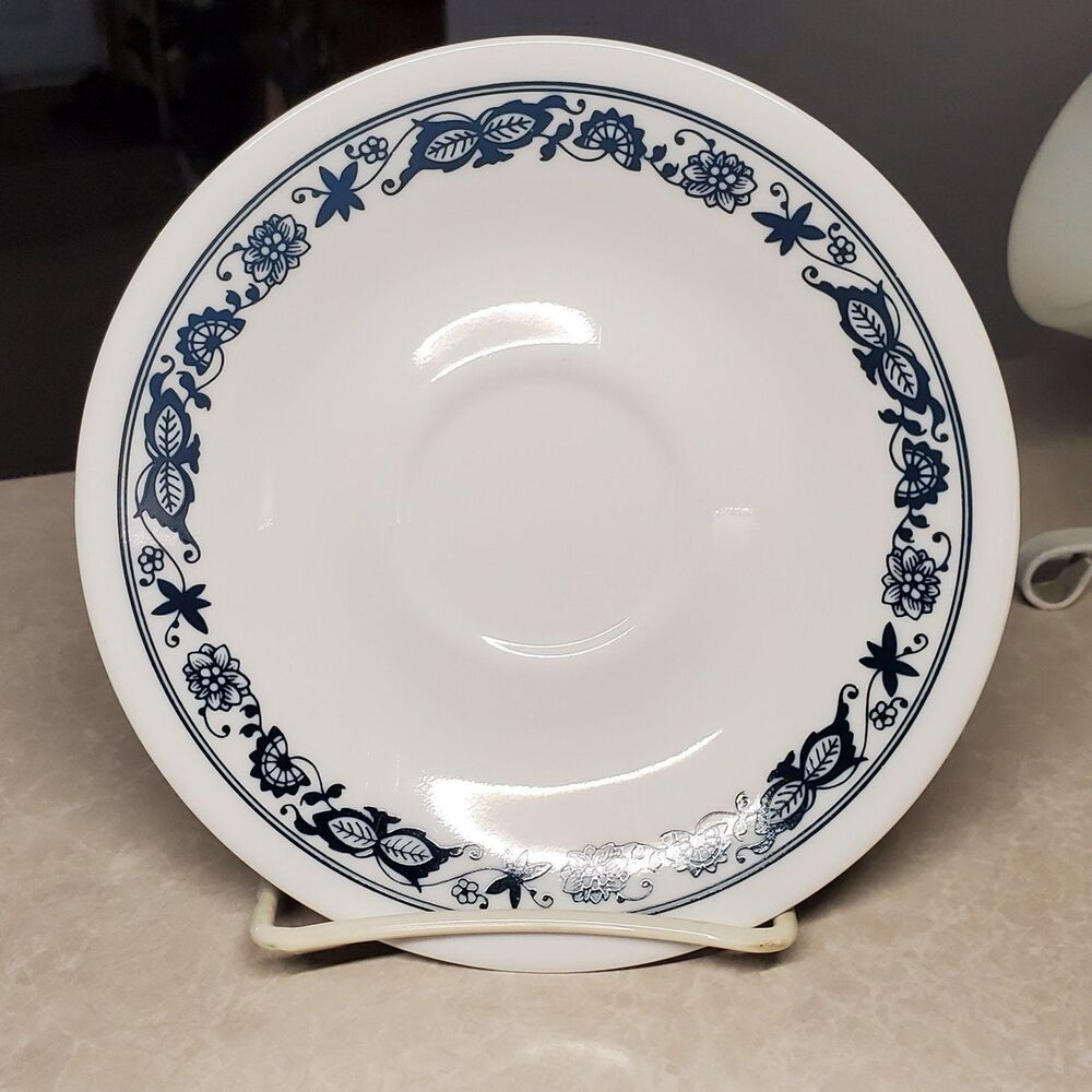 Old Town Blue by Corelle Saucer White with Blue Trim